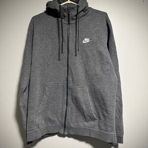 Nike Gray Full-Zip Hooded Sweatshirt with Logo